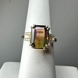 NWT 4.96cts bicolored Tourmaline with .20ctw diamond accents in 14k YG ring!